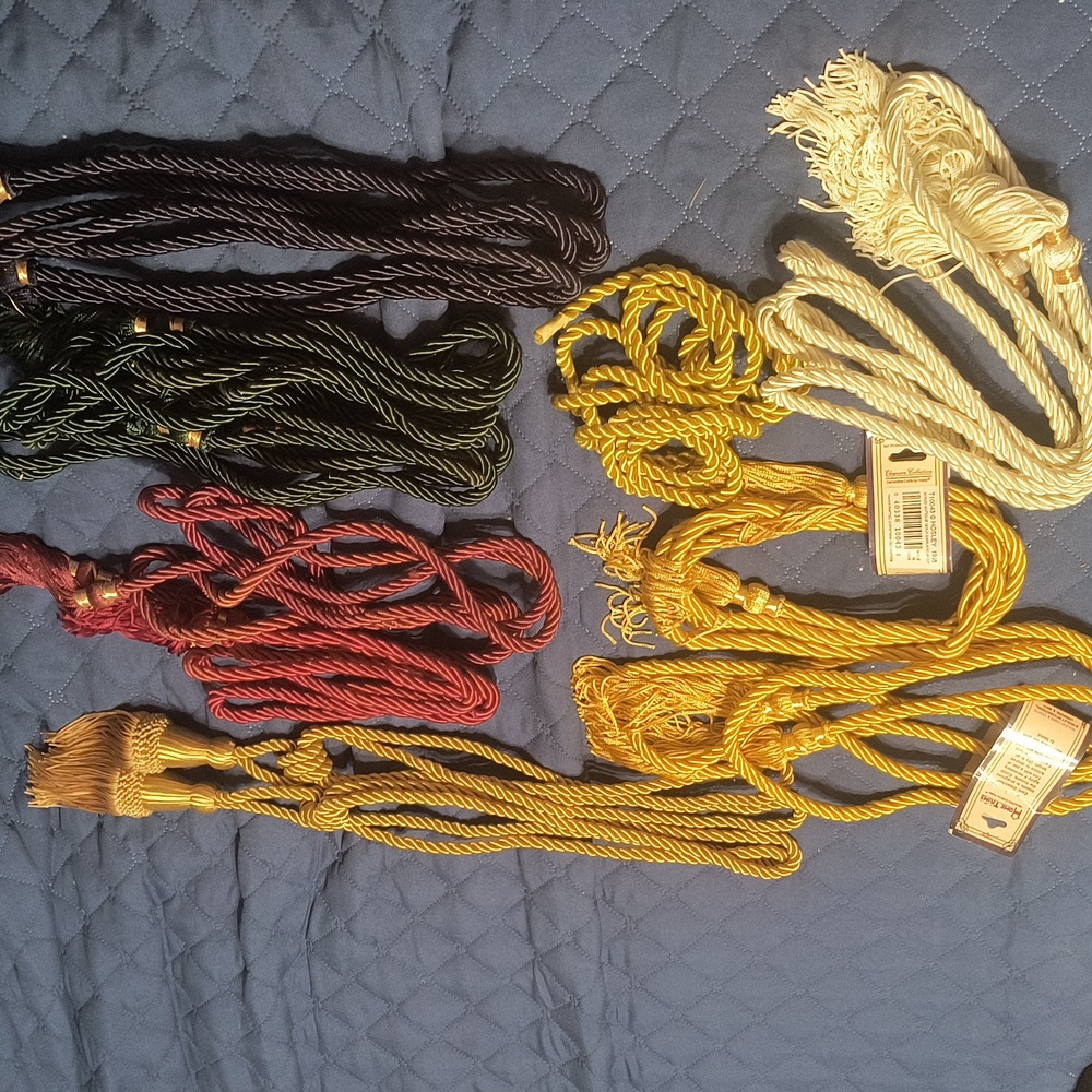 Lot of fringes cords and curtain tie backs